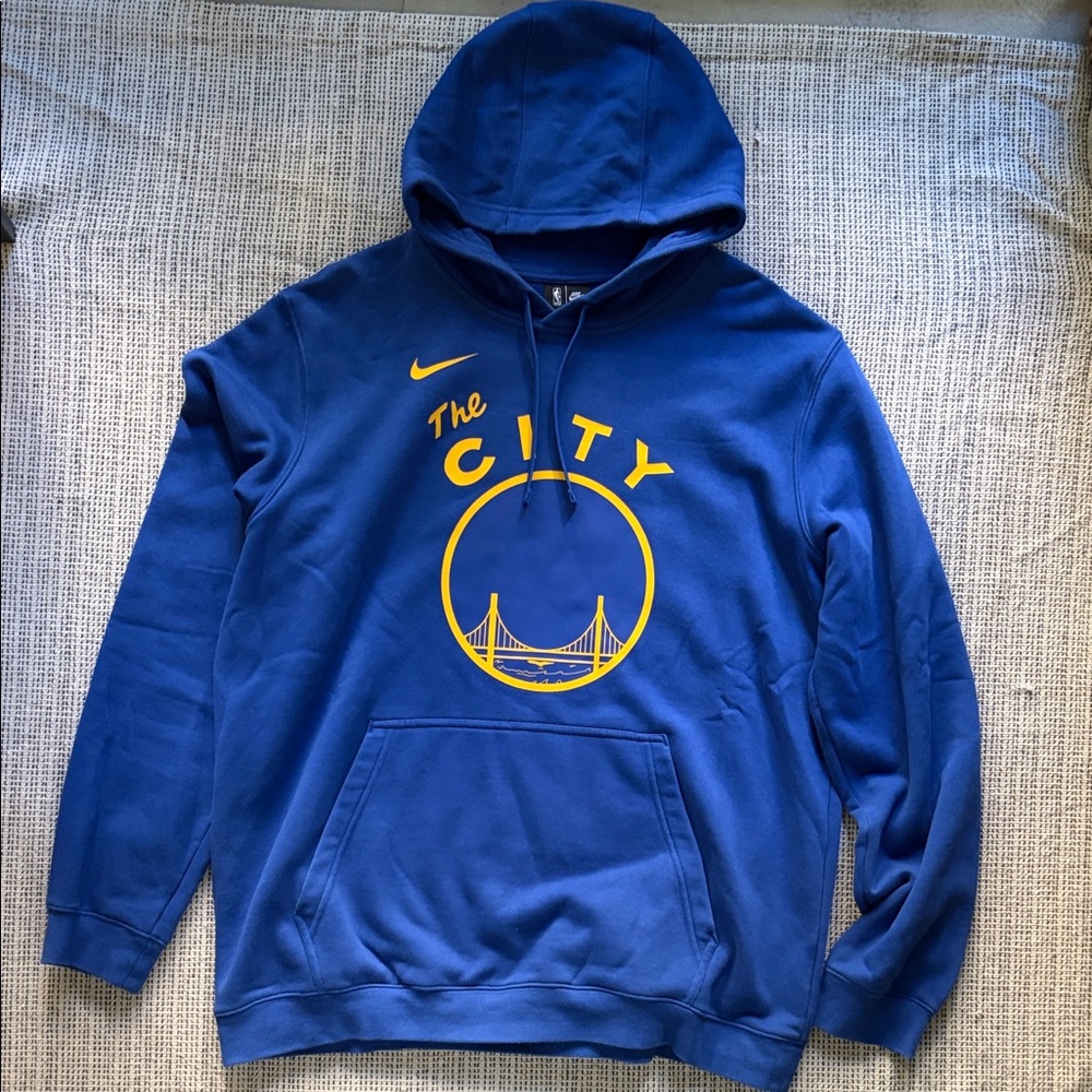 Nike Blue and Yellow 'The City' Men's Hoodie GSS Warriors